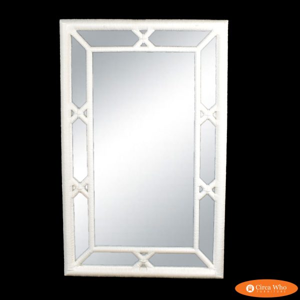 Wrapped Rattan White Rectangular Mirror