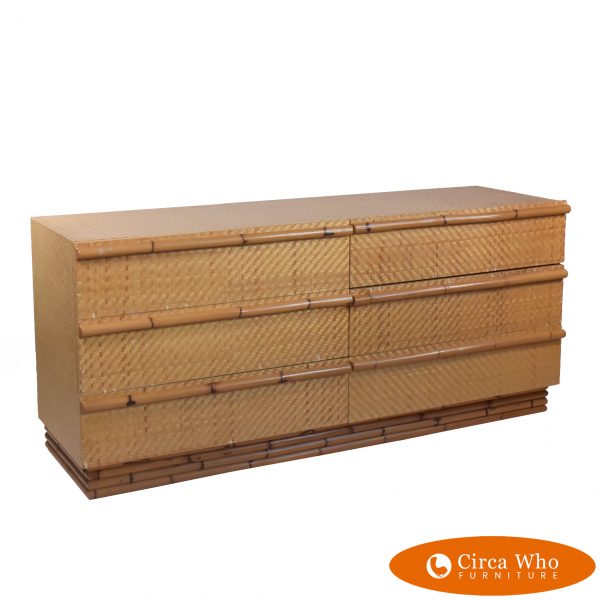 Wrapped Rattan and Bamboo Dresser