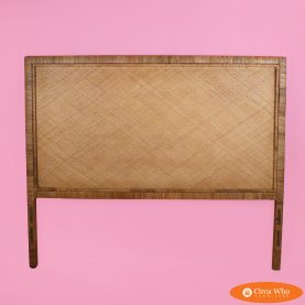 Wrapped Rattan and Woven Rattan Queen Headboard