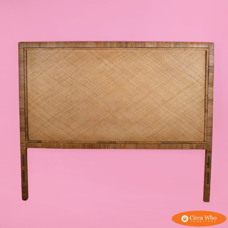 Wrapped Rattan and Woven Rattan Queen Headboard