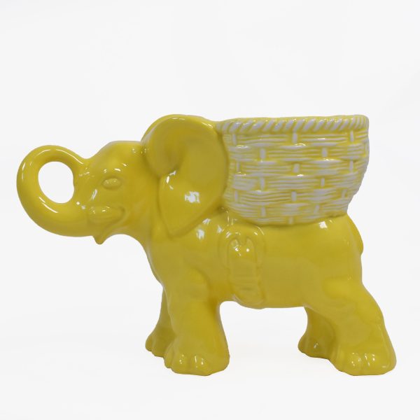 Yellow Ceramic Elephant Planter