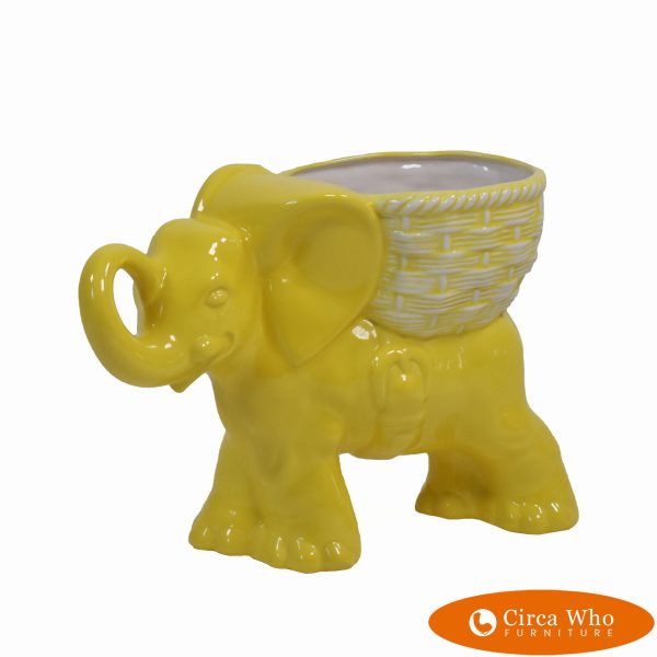 Yellow Ceramic Elephant Planter