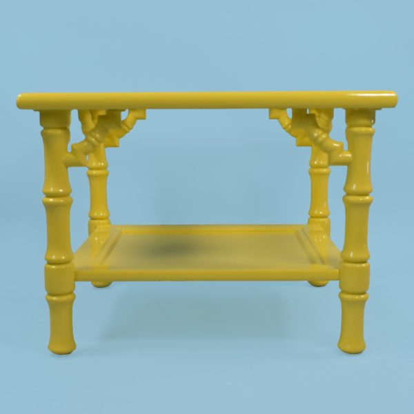 Yellow Faux Bamboo Low Side Table