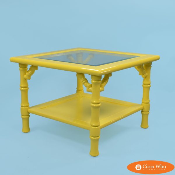 Yellow Faux Bamboo Low Side Table