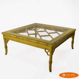 Yellow Faux Bamboo Table in as found vintage condition.