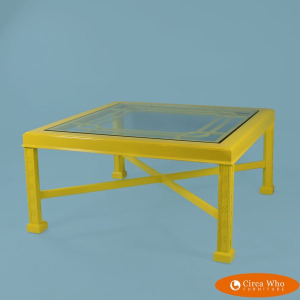 Yellow Hollywood Regency Coffee Table