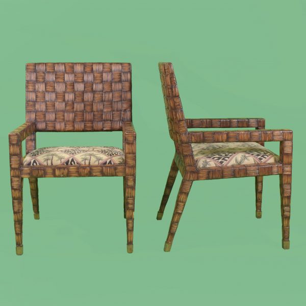 Set of 6 Rattan Wrapped Dining Chairs