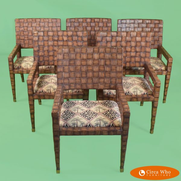 Set of 6 Rattan Wrapped Dining Chairs